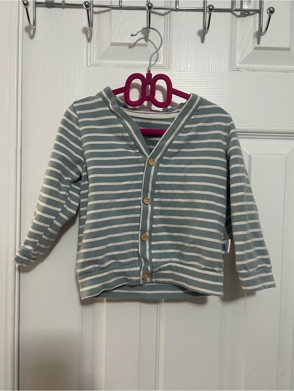 Toddler Striped V-Neck Button Cardigan - Blue/White